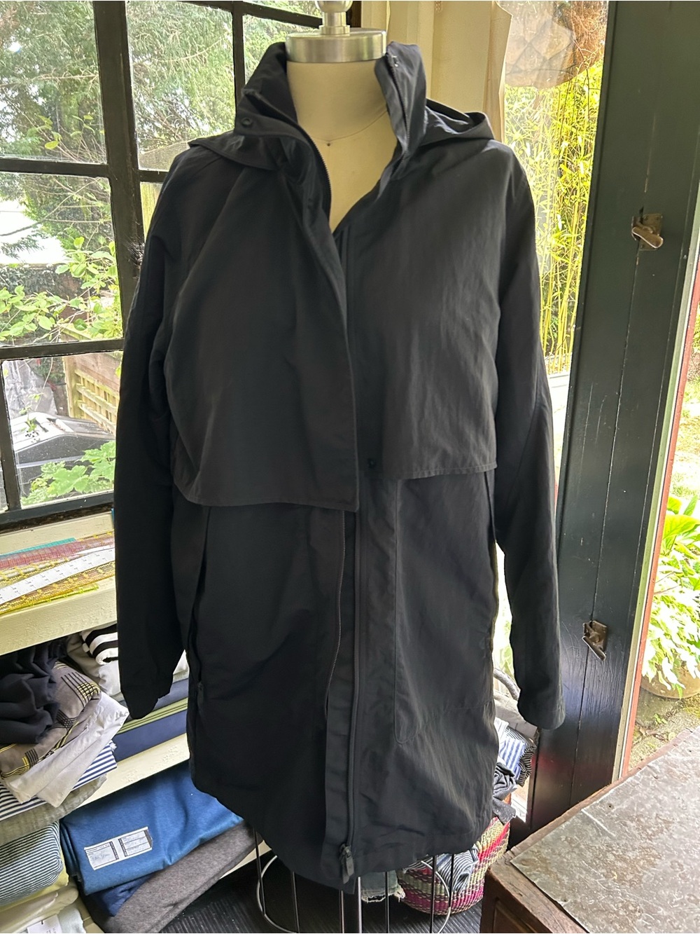 lululemon athletica Navy Hooded Trench Coat